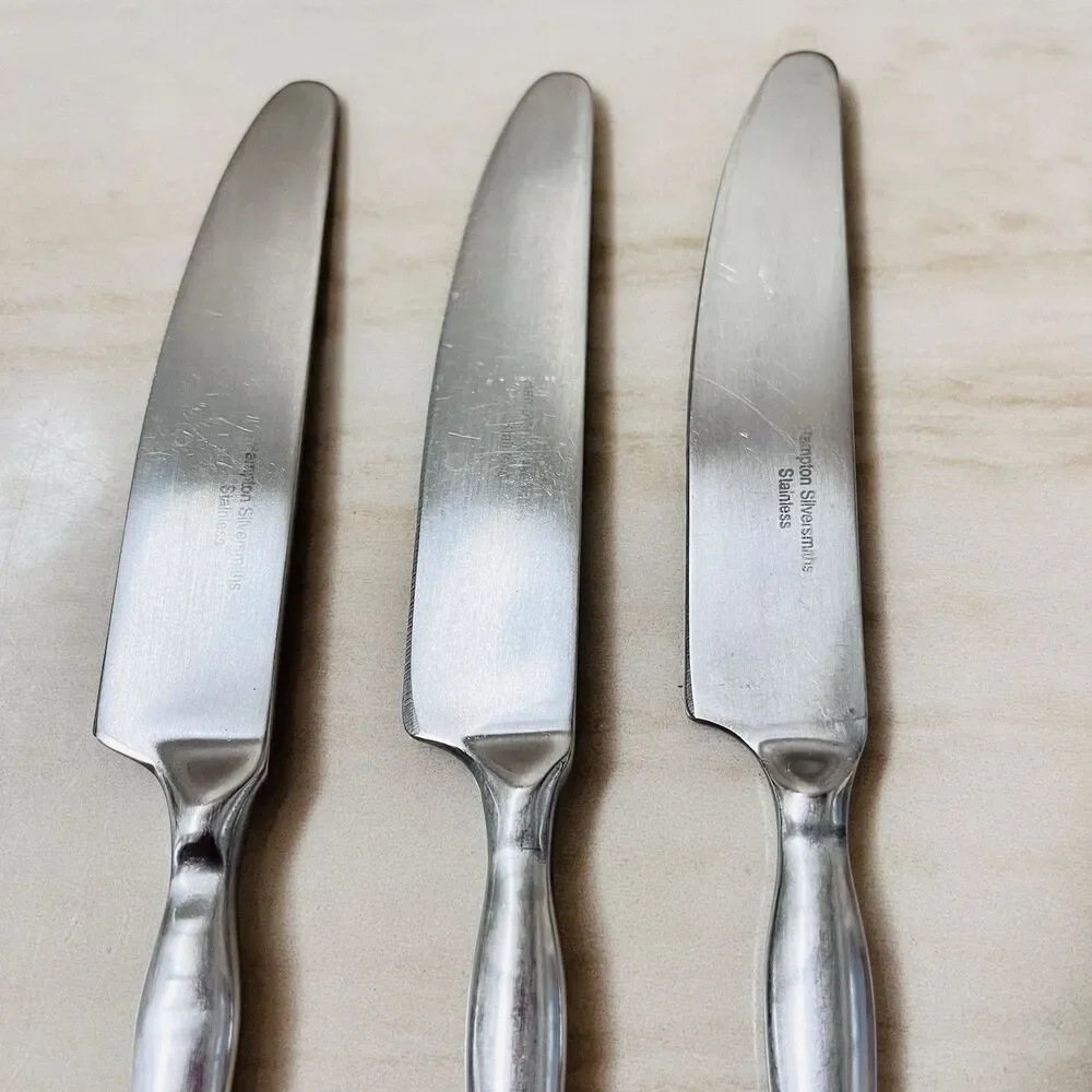 3pc HAMPTON SILVERSMITHS HSV31 Dinner Knife 9 1/8” Stainless Satin Frosted 18/8